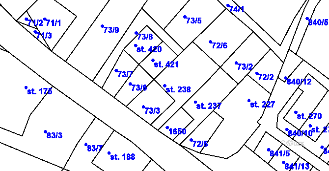 Parcela st. 238 v KÚ Luka nad Jihlavou, Katastrální mapa