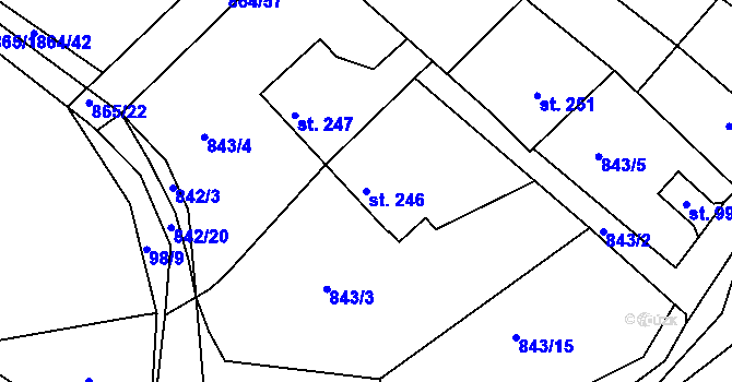 Parcela st. 246 v KÚ Luka nad Jihlavou, Katastrální mapa
