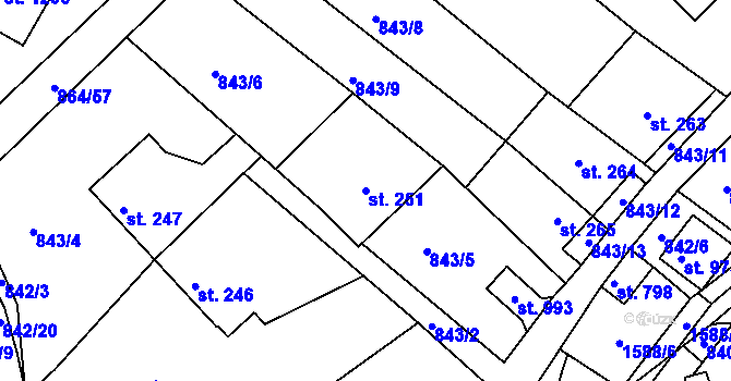 Parcela st. 251 v KÚ Luka nad Jihlavou, Katastrální mapa