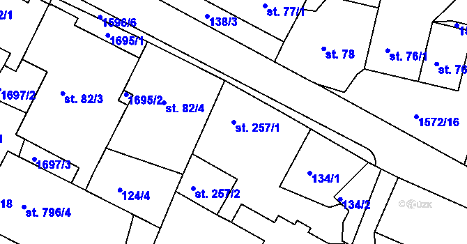 Parcela st. 257/1 v KÚ Luka nad Jihlavou, Katastrální mapa