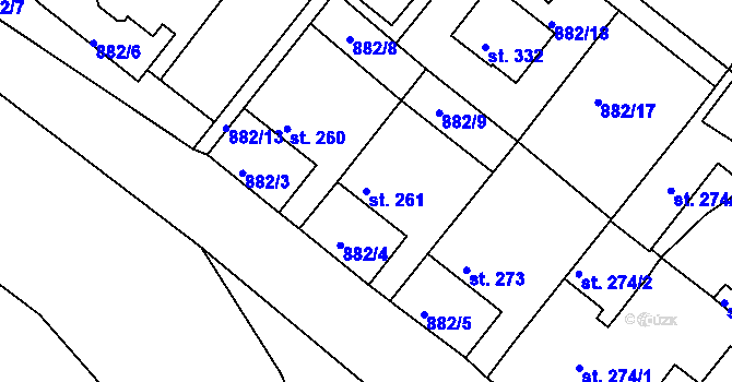 Parcela st. 261 v KÚ Luka nad Jihlavou, Katastrální mapa