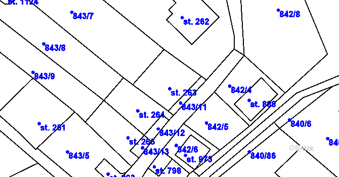 Parcela st. 263 v KÚ Luka nad Jihlavou, Katastrální mapa