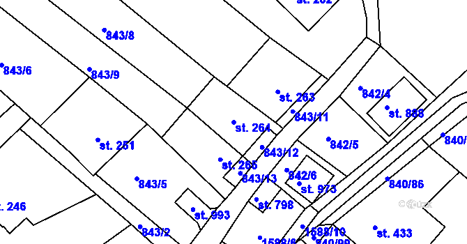 Parcela st. 264 v KÚ Luka nad Jihlavou, Katastrální mapa