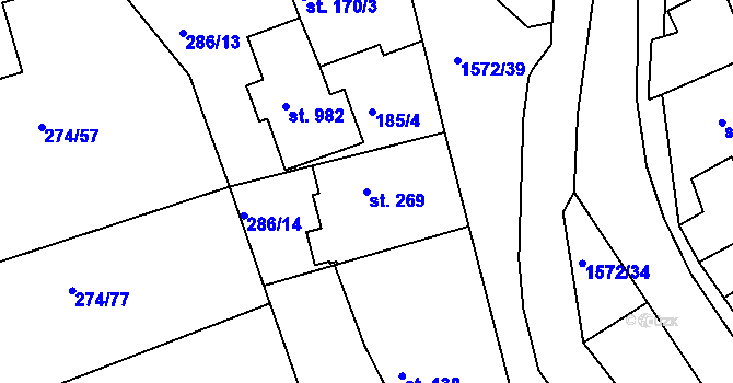 Parcela st. 269 v KÚ Luka nad Jihlavou, Katastrální mapa