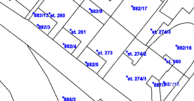 Parcela st. 273 v KÚ Luka nad Jihlavou, Katastrální mapa
