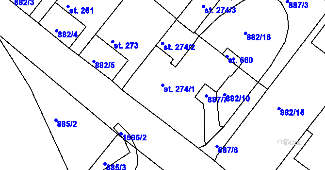Parcela st. 274/1 v KÚ Luka nad Jihlavou, Katastrální mapa