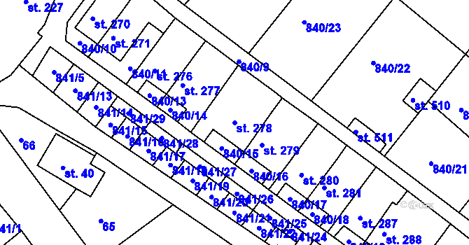 Parcela st. 278 v KÚ Luka nad Jihlavou, Katastrální mapa