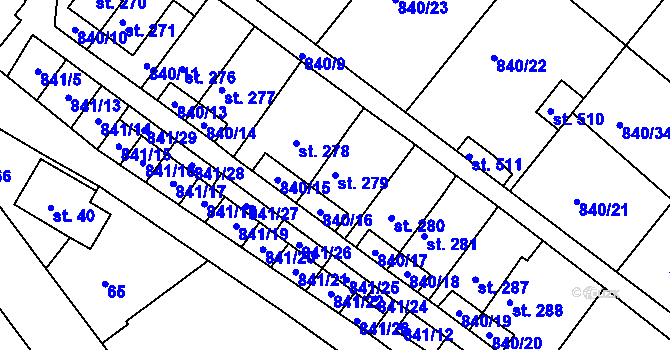 Parcela st. 279 v KÚ Luka nad Jihlavou, Katastrální mapa