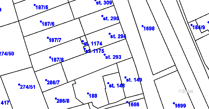 Parcela st. 293 v KÚ Luka nad Jihlavou, Katastrální mapa