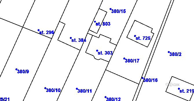 Parcela st. 303 v KÚ Luka nad Jihlavou, Katastrální mapa