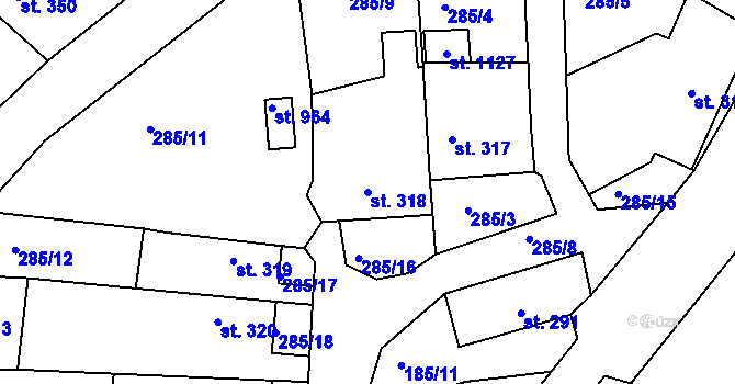 Parcela st. 318 v KÚ Luka nad Jihlavou, Katastrální mapa
