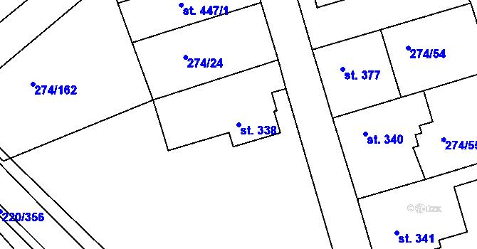 Parcela st. 338 v KÚ Luka nad Jihlavou, Katastrální mapa