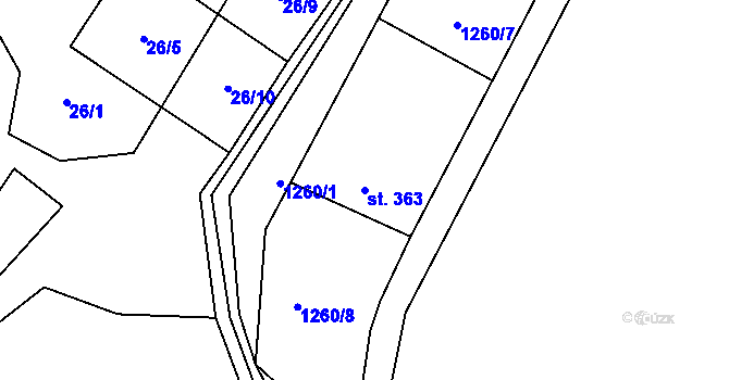 Parcela st. 363 v KÚ Luka nad Jihlavou, Katastrální mapa