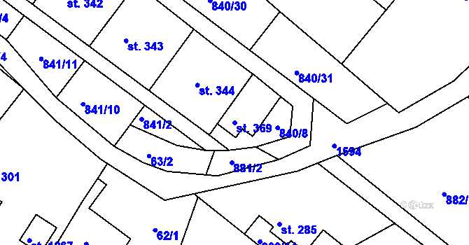 Parcela st. 369 v KÚ Luka nad Jihlavou, Katastrální mapa