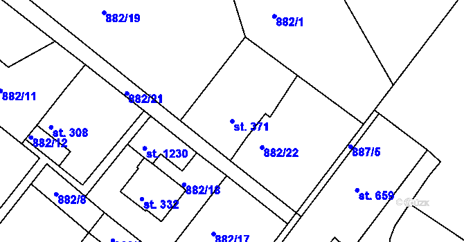 Parcela st. 371 v KÚ Luka nad Jihlavou, Katastrální mapa