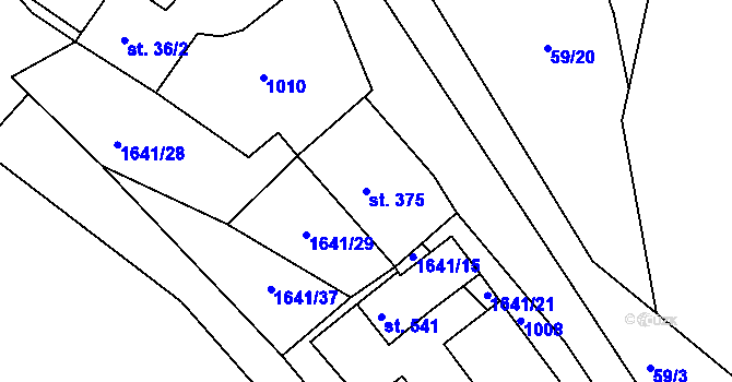 Parcela st. 375 v KÚ Luka nad Jihlavou, Katastrální mapa
