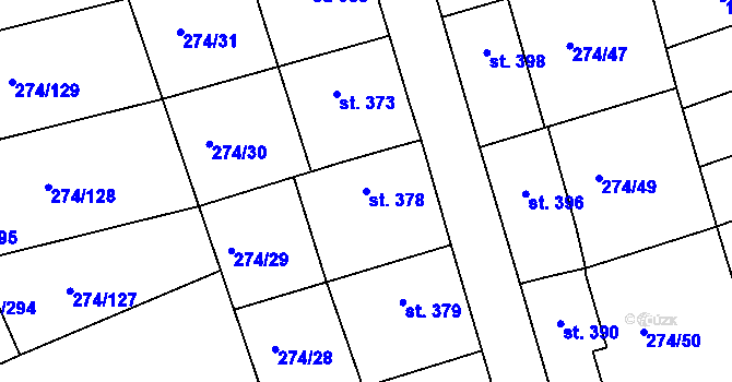 Parcela st. 378 v KÚ Luka nad Jihlavou, Katastrální mapa