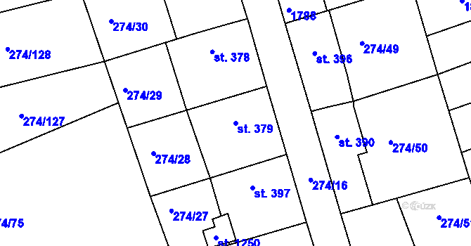 Parcela st. 379 v KÚ Luka nad Jihlavou, Katastrální mapa