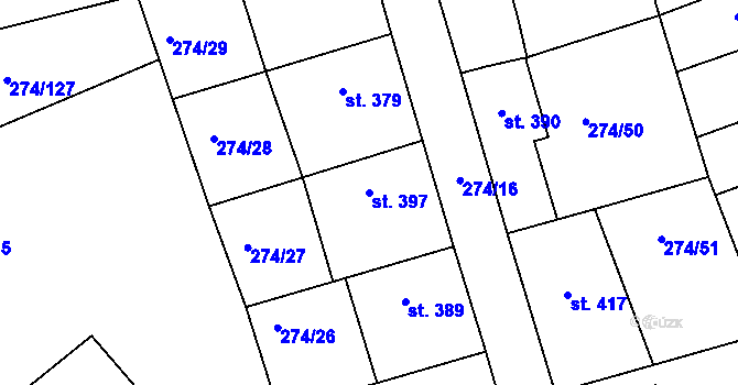Parcela st. 397 v KÚ Luka nad Jihlavou, Katastrální mapa