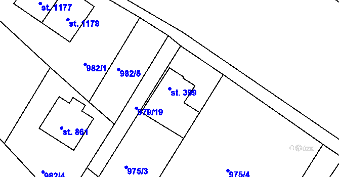 Parcela st. 399 v KÚ Luka nad Jihlavou, Katastrální mapa