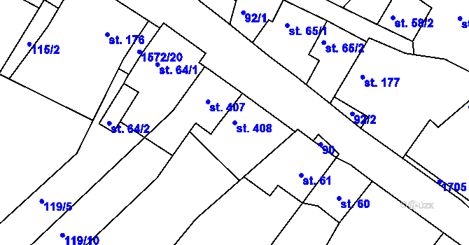 Parcela st. 408 v KÚ Luka nad Jihlavou, Katastrální mapa