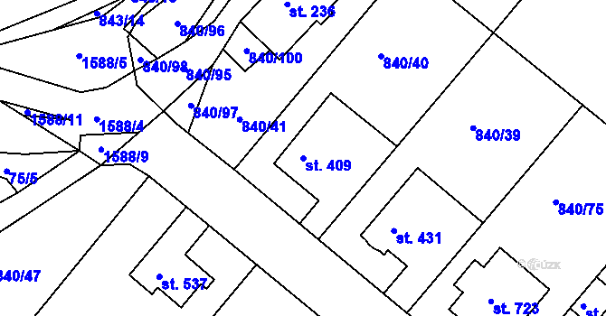 Parcela st. 409 v KÚ Luka nad Jihlavou, Katastrální mapa