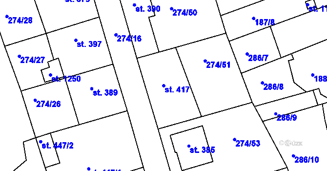 Parcela st. 417 v KÚ Luka nad Jihlavou, Katastrální mapa