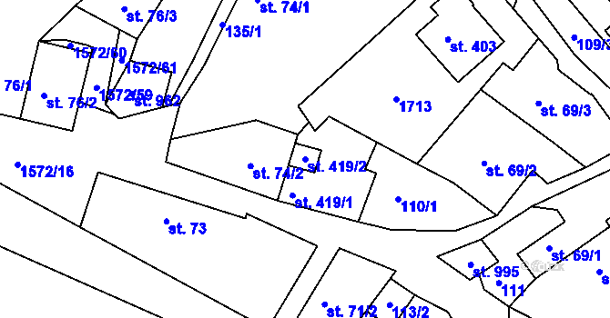 Parcela st. 419/2 v KÚ Luka nad Jihlavou, Katastrální mapa