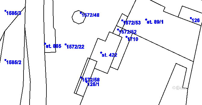 Parcela st. 422 v KÚ Luka nad Jihlavou, Katastrální mapa