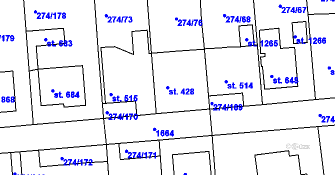 Parcela st. 428 v KÚ Luka nad Jihlavou, Katastrální mapa