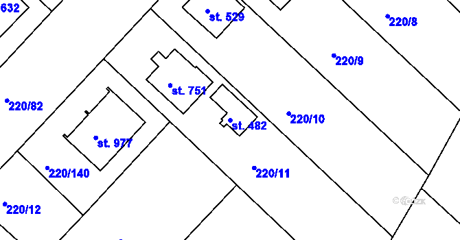 Parcela st. 482 v KÚ Luka nad Jihlavou, Katastrální mapa