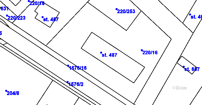 Parcela st. 487 v KÚ Luka nad Jihlavou, Katastrální mapa