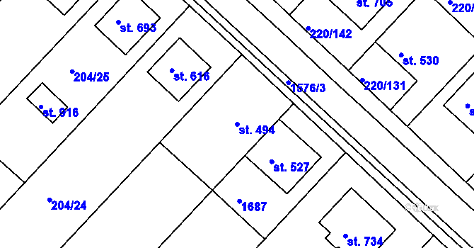 Parcela st. 494 v KÚ Luka nad Jihlavou, Katastrální mapa