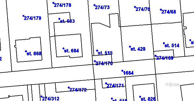 Parcela st. 515 v KÚ Luka nad Jihlavou, Katastrální mapa