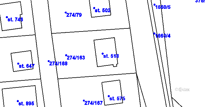 Parcela st. 518 v KÚ Luka nad Jihlavou, Katastrální mapa