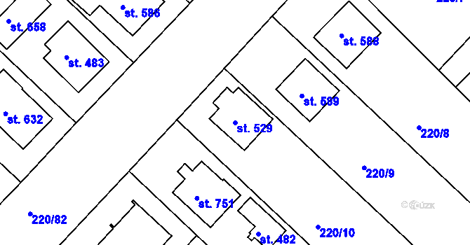 Parcela st. 529 v KÚ Luka nad Jihlavou, Katastrální mapa