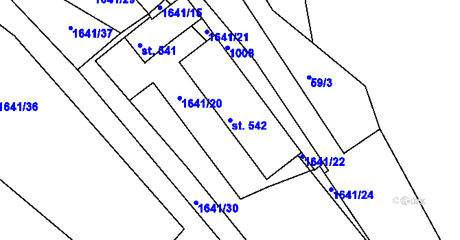 Parcela st. 542 v KÚ Luka nad Jihlavou, Katastrální mapa