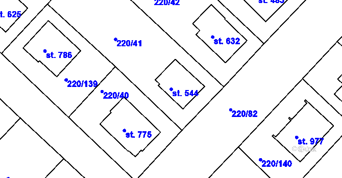 Parcela st. 544 v KÚ Luka nad Jihlavou, Katastrální mapa