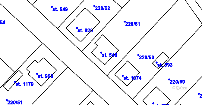 Parcela st. 548 v KÚ Luka nad Jihlavou, Katastrální mapa