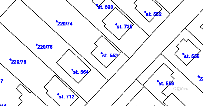 Parcela st. 553 v KÚ Luka nad Jihlavou, Katastrální mapa