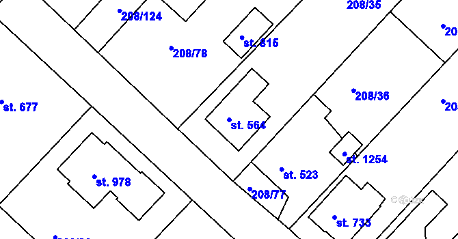 Parcela st. 564 v KÚ Luka nad Jihlavou, Katastrální mapa