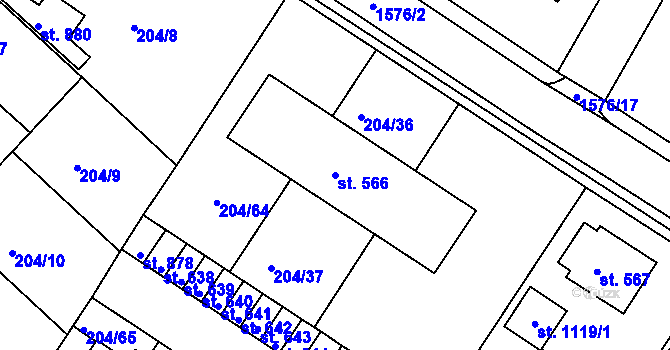 Parcela st. 566 v KÚ Luka nad Jihlavou, Katastrální mapa