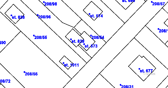 Parcela st. 573 v KÚ Luka nad Jihlavou, Katastrální mapa