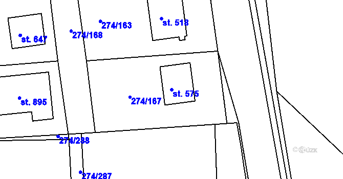 Parcela st. 575 v KÚ Luka nad Jihlavou, Katastrální mapa