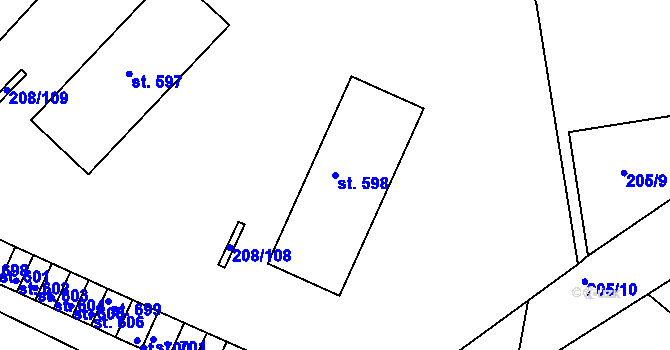 Parcela st. 598 v KÚ Luka nad Jihlavou, Katastrální mapa