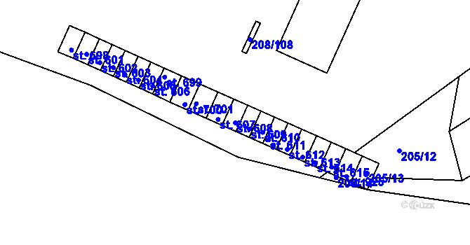 Parcela st. 608 v KÚ Luka nad Jihlavou, Katastrální mapa