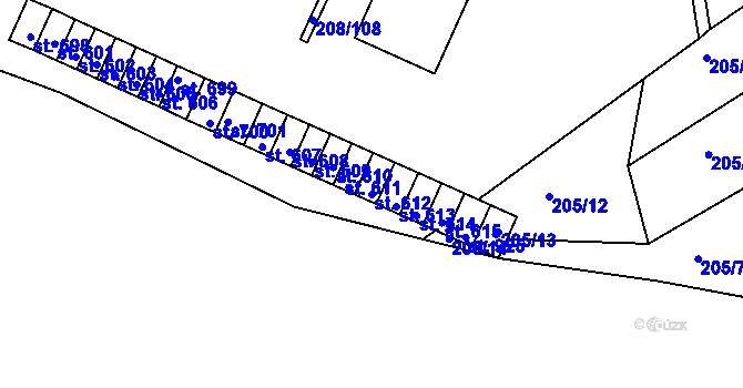 Parcela st. 612 v KÚ Luka nad Jihlavou, Katastrální mapa