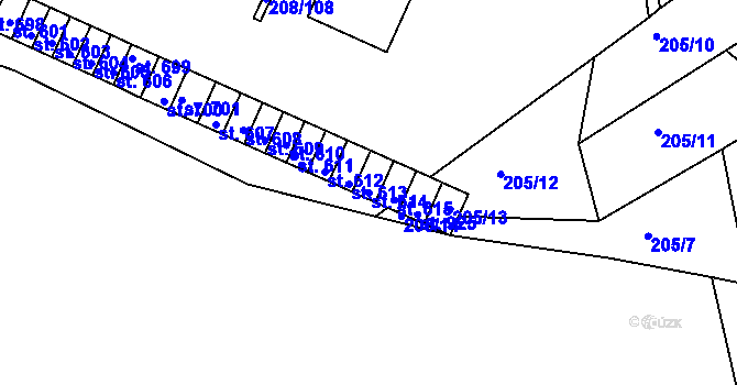 Parcela st. 614 v KÚ Luka nad Jihlavou, Katastrální mapa