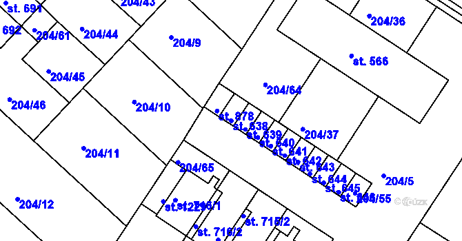 Parcela st. 638 v KÚ Luka nad Jihlavou, Katastrální mapa