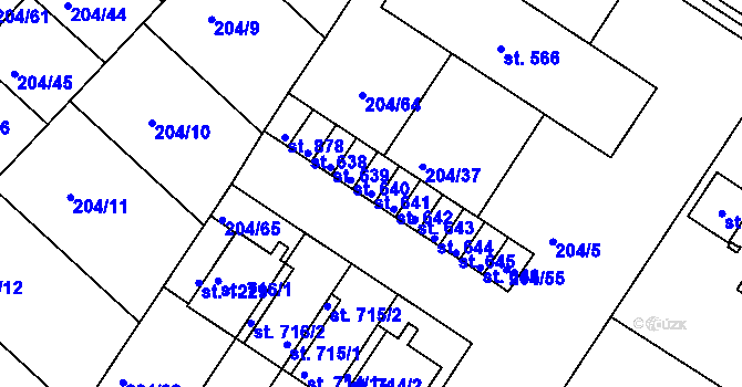Parcela st. 641 v KÚ Luka nad Jihlavou, Katastrální mapa